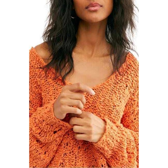 Free People Sunday Shore Cotton Blend Sweater Sz M - Picture 2 of 12